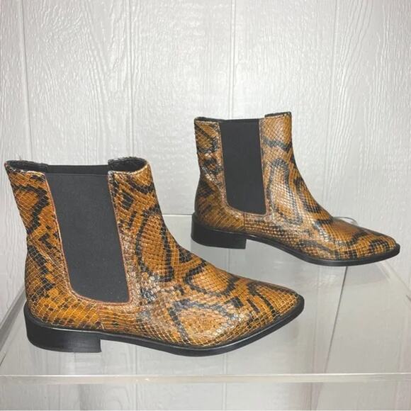 FREDA SALVADOR Joan Snakeskin Embossed Chelsea Boots US 5 - Picture 4 of 8